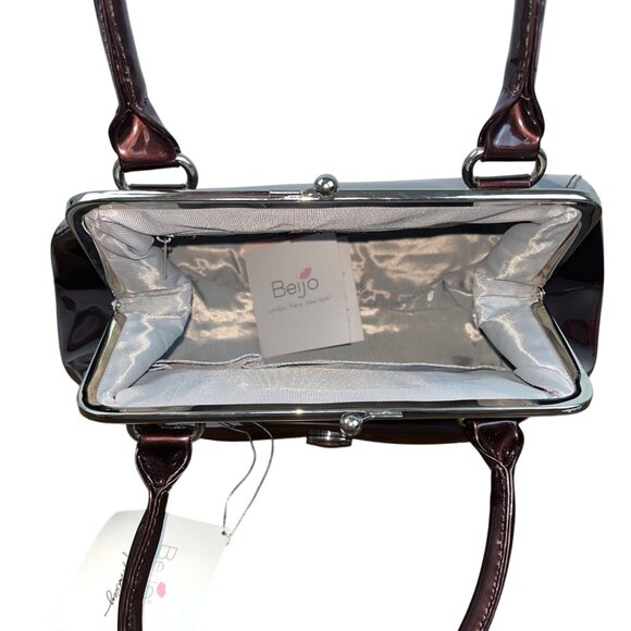 Beijo Brown Leather With Matching Coin Purse Set Twist Lock Women Handbag Size M - Picture 8 of 16